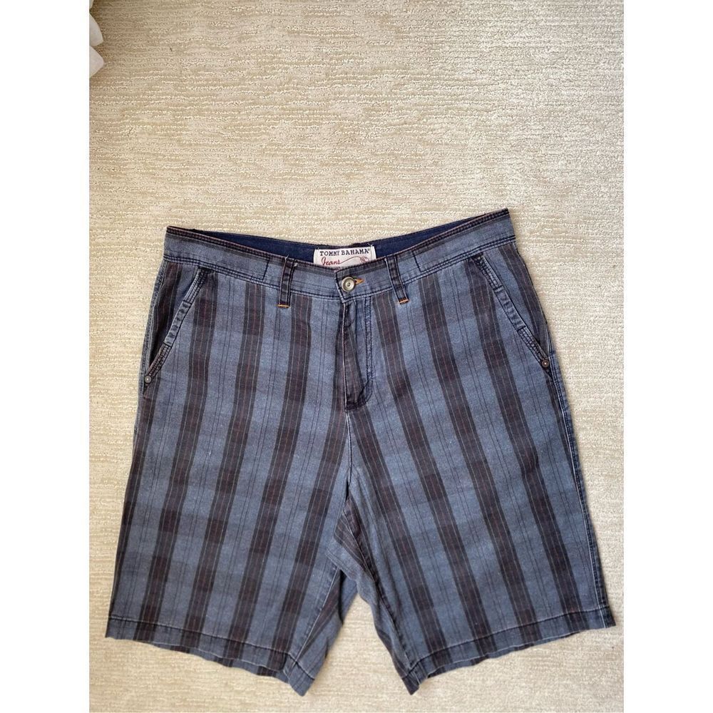 Mens Tommy Bahama Blue & Black Plaid Shorts, Size 35 - Picture 5 of 9